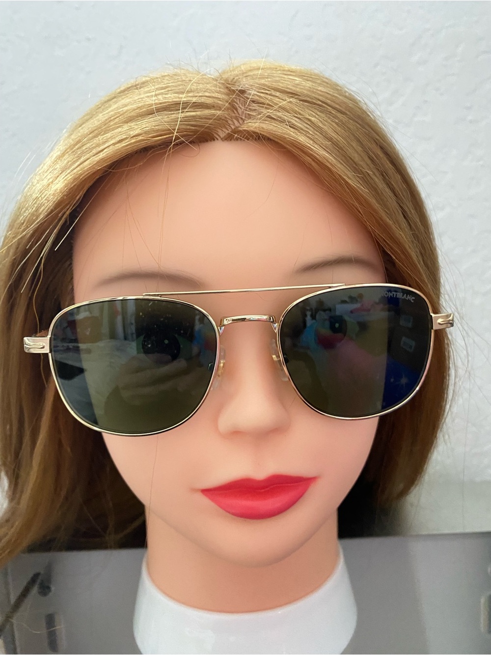 New Montblanc Gold Frame Sunglasses with Dark Green Lenses
